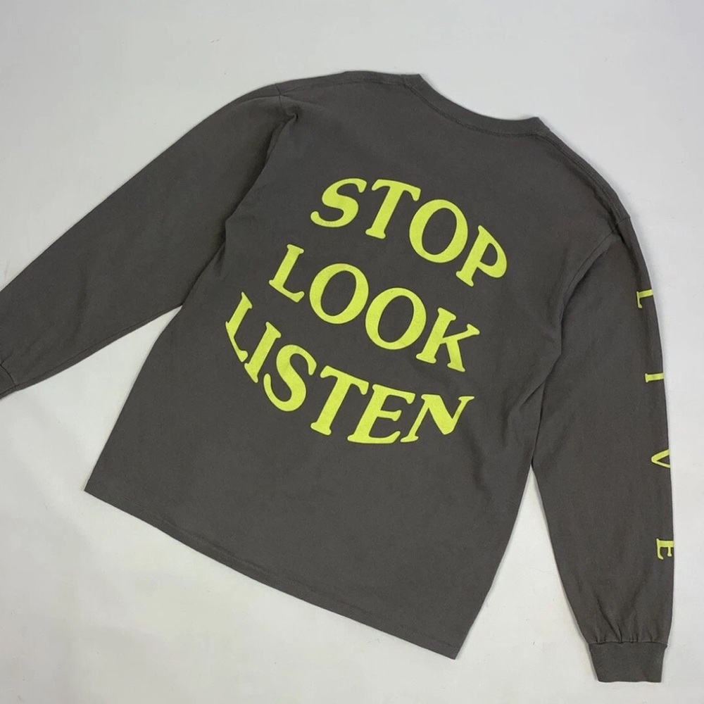 Travis‎ Scott Astroworld Europe 2019 Tour Long Sleeve Shirt Gray Neon Small